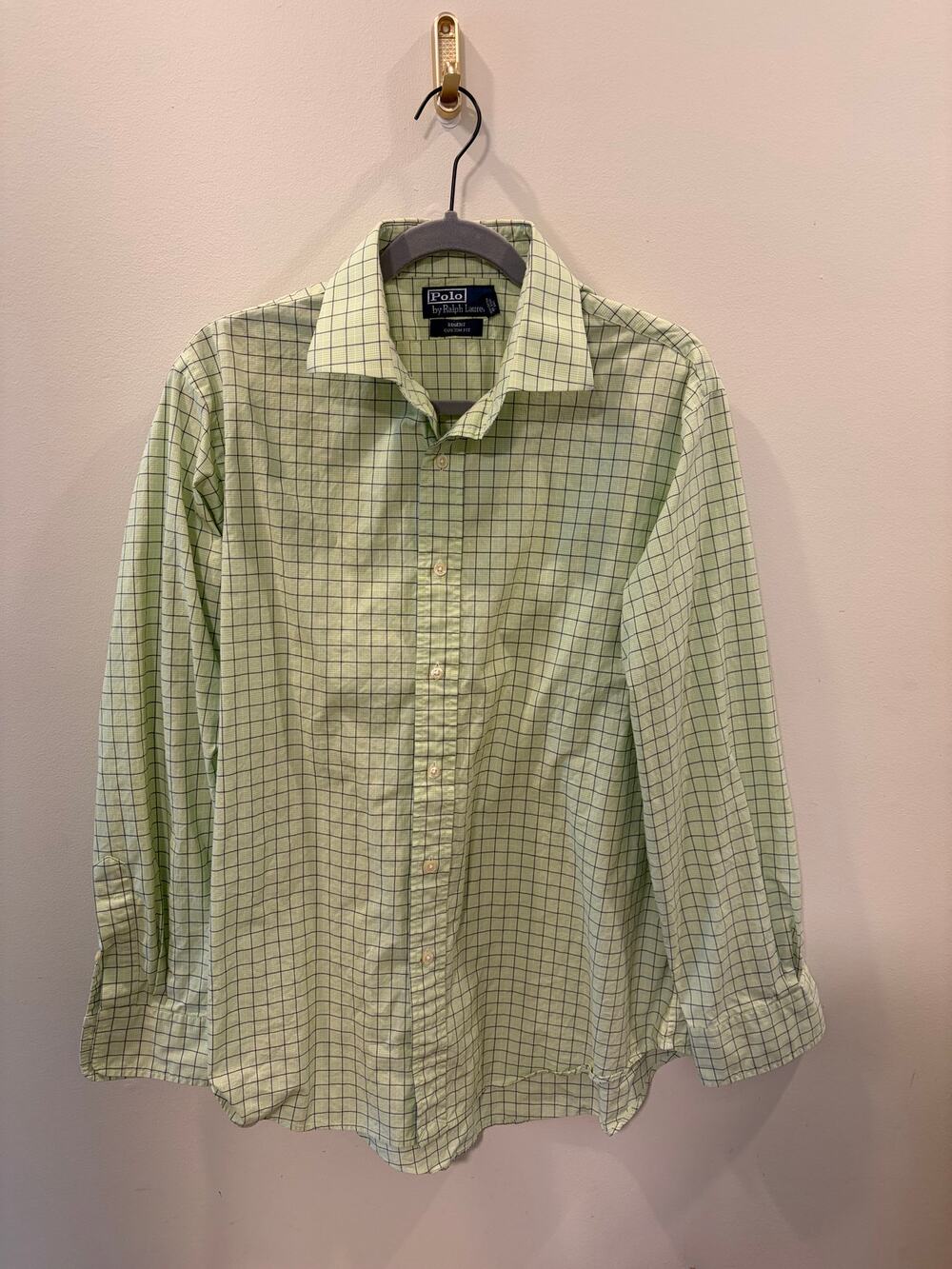 Polo Ralph Lauren Regent Custom Fit | 17, 34/35 | Mint Green Windowpane 🌿